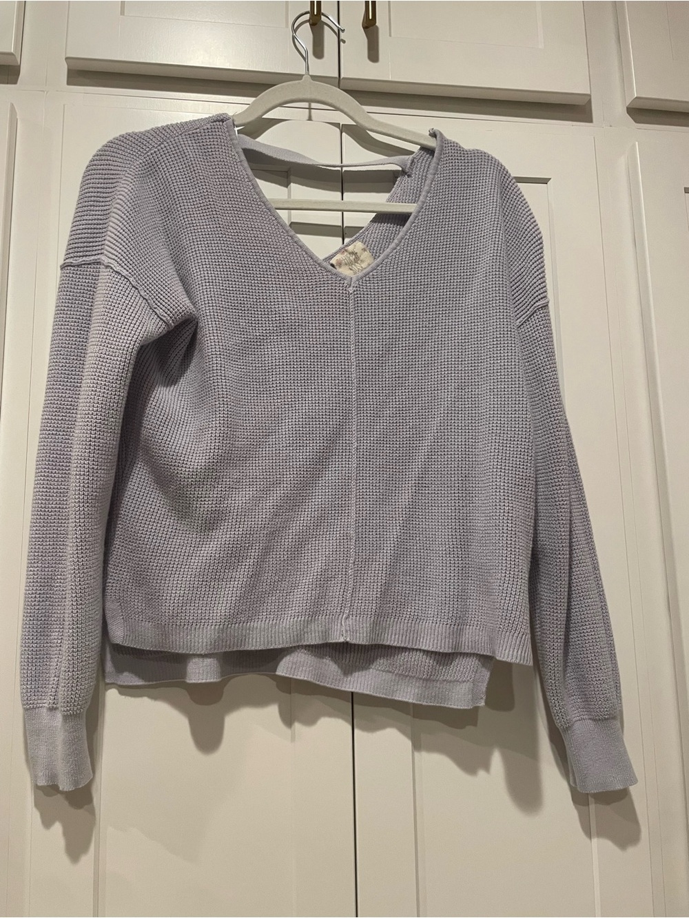 Hippie Rose Lavender V-Neck Waffle Knit Sweater